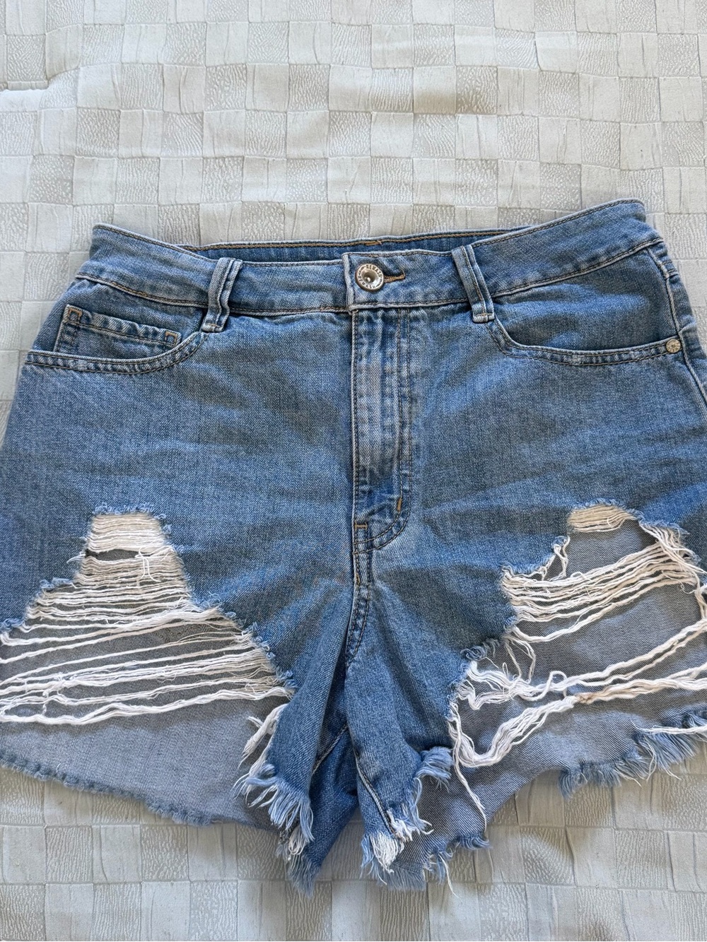 Rewash Light Blue Distressed Ripped Denim Shorts